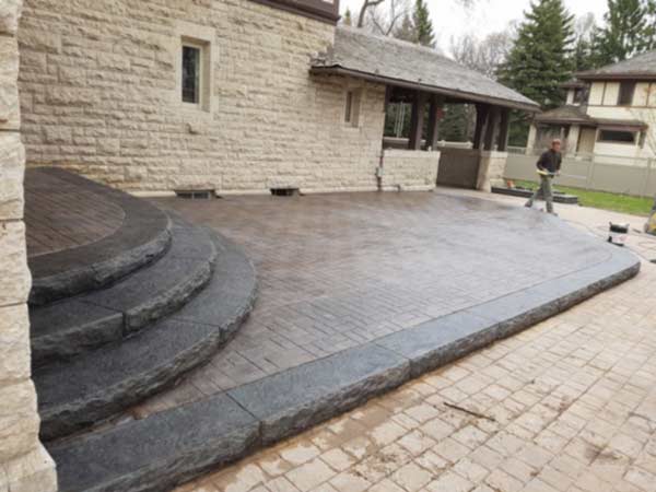 brick patio and stairway